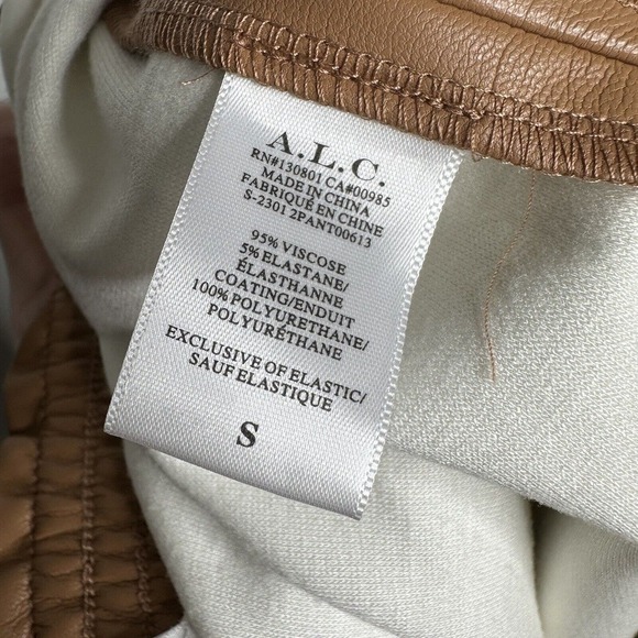 NWT ALC Natural Kaleb Faux Leather Shorts Smocked Waist Women's Tan Size Small - Picture 6 of 6